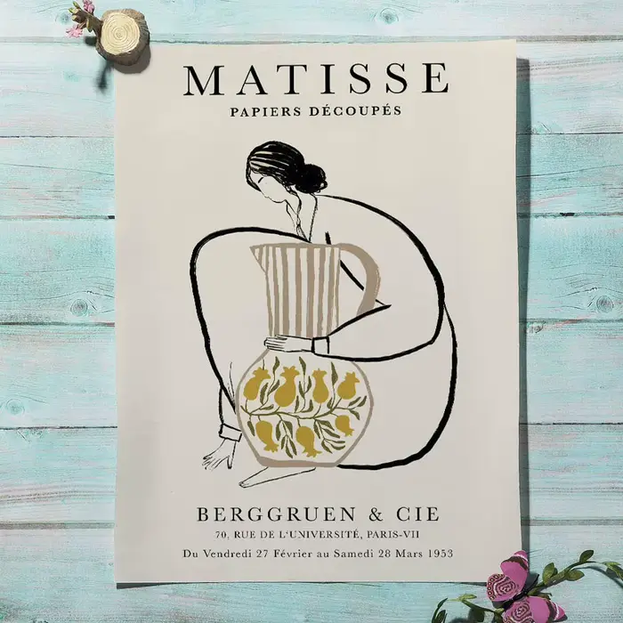 Peinture sur toile abstraite Matisse, femme, corps, vase à fleurs, art mural, affiche vintage nordique et impressions pour décoration de salon