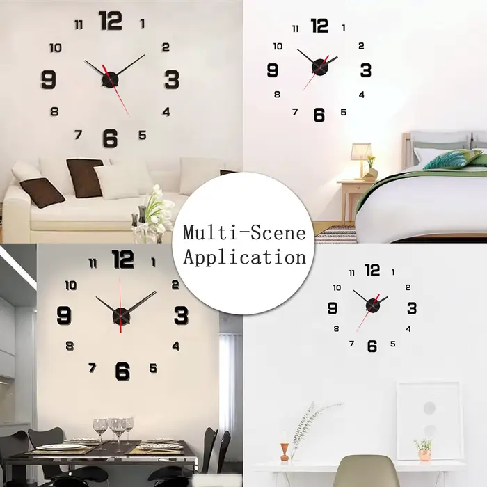 3D créatif sans cadre bricolage tenture murale horloge stickers muraux maison muet
