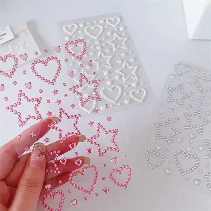 Autocollants 3D étoile coeur cristal pour enfants