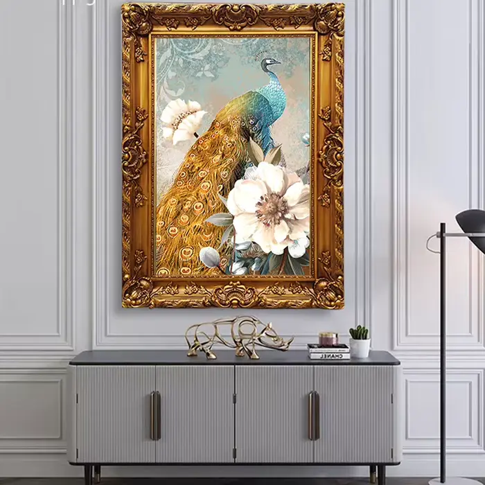 Cadre européen de peinture à l'huile en bois massif