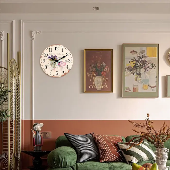 Horloge murale rétro européenne en bois salon chambre cuisine décoration de la maison