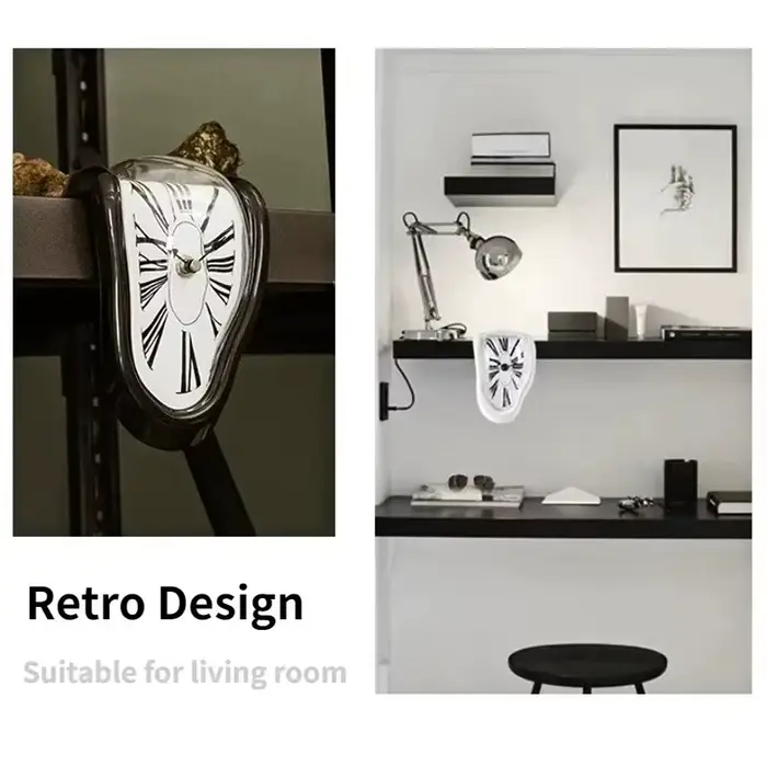 Horloge Murale Fondue Surréaliste et Silays euse de Style Salvumen et Dali