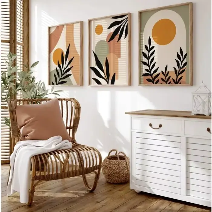Toile de peinture moderne nordique en terre cuite verte
