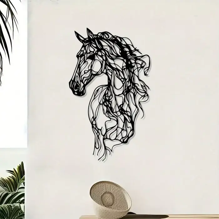 Décoration murale en métal en forme de cheval, art mural en fer résistant aux intempéries pour jardi