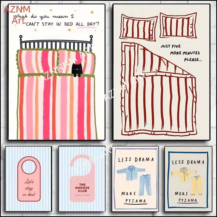 Affiche murale « Restez au lit » avec impression « Bonne nuit »