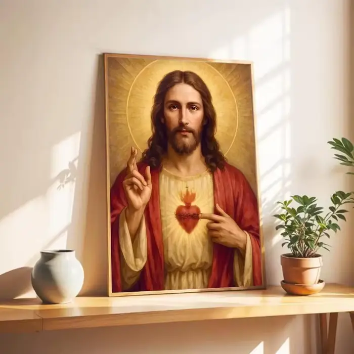 Affiche sur toile du Sacré-Cœur de Jésus, 1 pièce, impression d'art mural, affiche décorative, décor