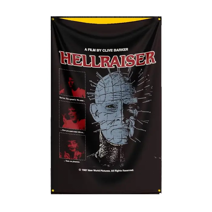 Drapeau h-hellraiser, 3x5 pieds, drapeau de film d'horreur classique, bannière murale suspendue pour Halloween, décor d'affiche de film