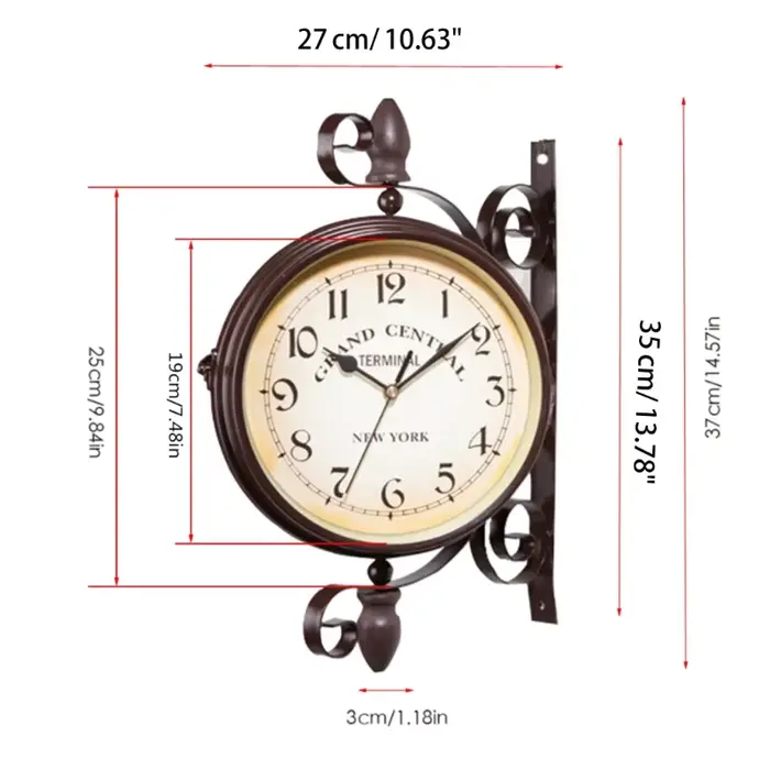 Nouveau européen horloge Vintage innovant à Double face horloge murale