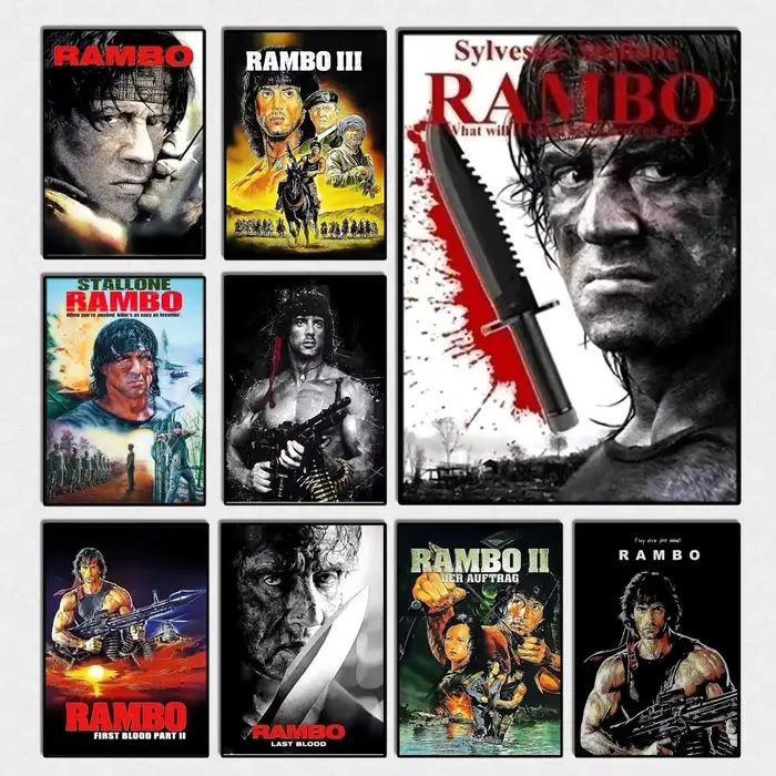 1 pièce - Affiche de film classique Rambo : Premier sang - Décoration murale vintage pour salon et bar