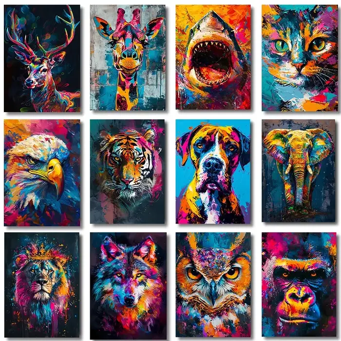Toile d'art Graffiti avec animaux abstraits
