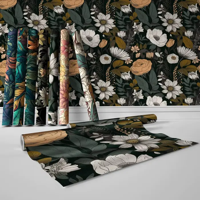Papier peint floral conviviale ré Bergame pour chambre à coucher
