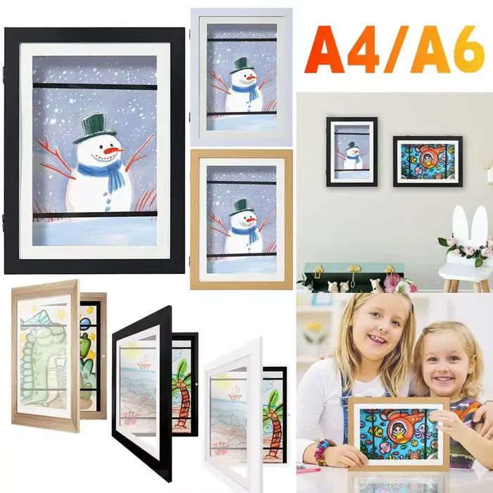 A6/A4 enfants œuvre cadre photo rétro cadres en bois affichage mural