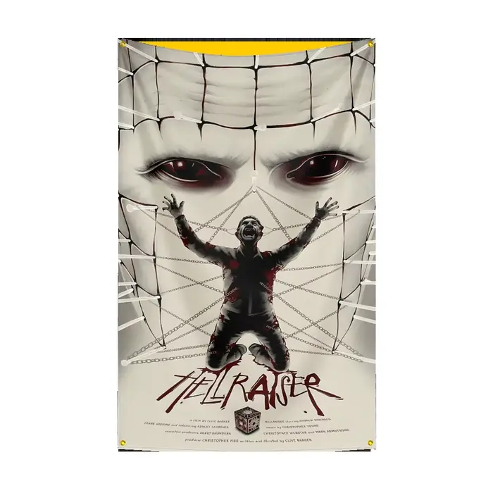 Drapeau h-hellraiser, 3x5 pieds, drapeau de film d'horreur classique, bannière murale suspendue pour Halloween, décor d'affiche de film
