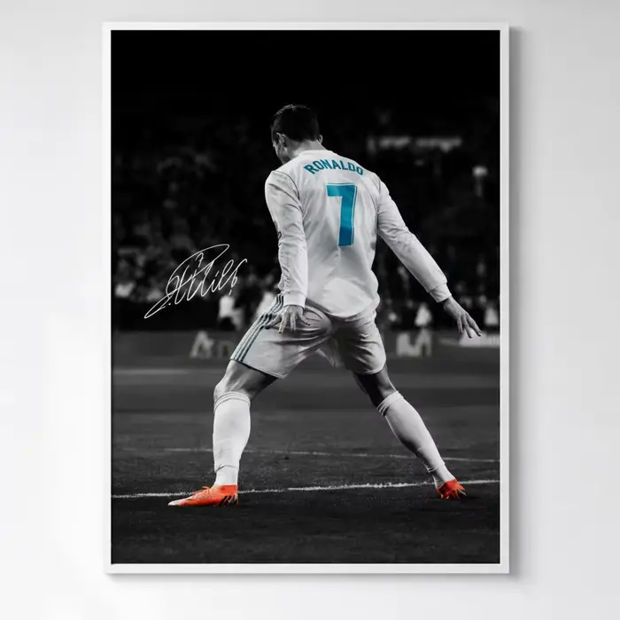Affiche murale vintage esthétique avec portrait de joueur de football, impression sur toile nordique