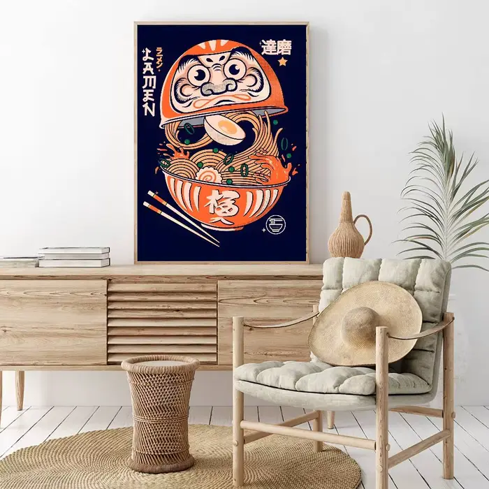 Affiche d'art Ramen du japon, illustateur Vintage, mur collant HD, étanche, pour la maison, le salon