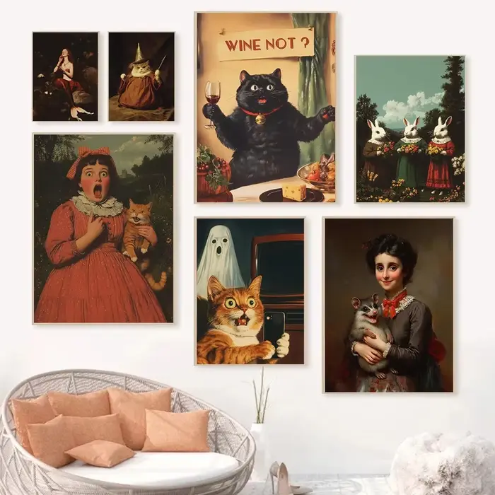 Affiches d'animaux surréalistes amusants et fantaisistes