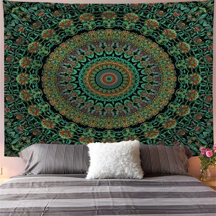 Tapisserie murale suspendue Mandala indien, style Boho, en tissu, psychédélique, Hippie, bohémien, d