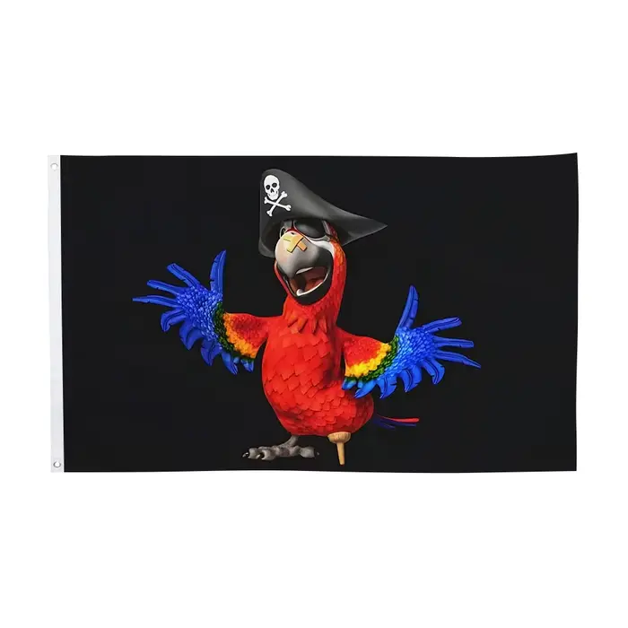Tapisserie murale pour homme avec motif drapeaux de pirates et perroquets