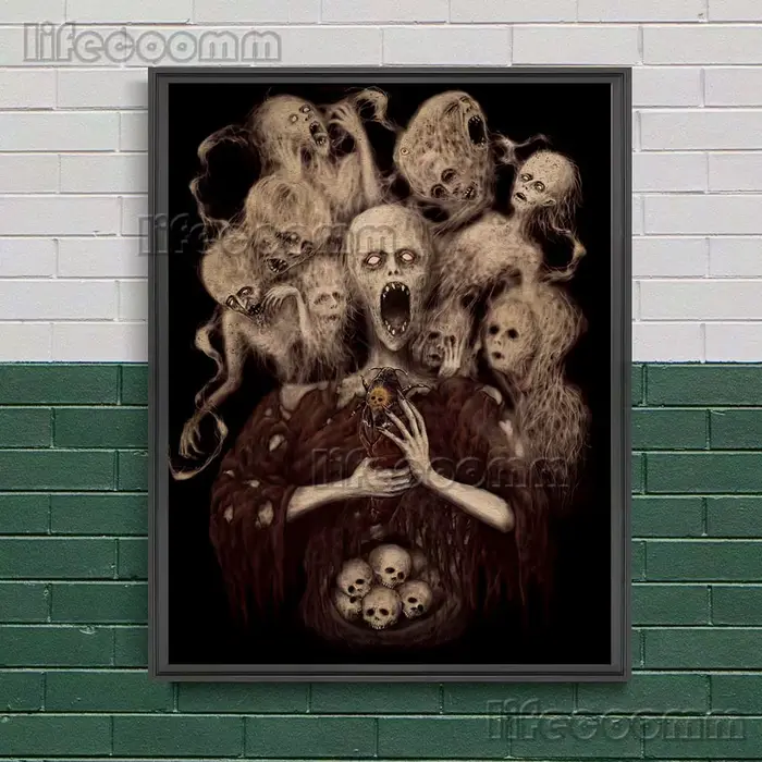 Toile d'art mural Vintage de rêves de cimetaire, peinture de rêves sur les démons, rétro, horreur, d