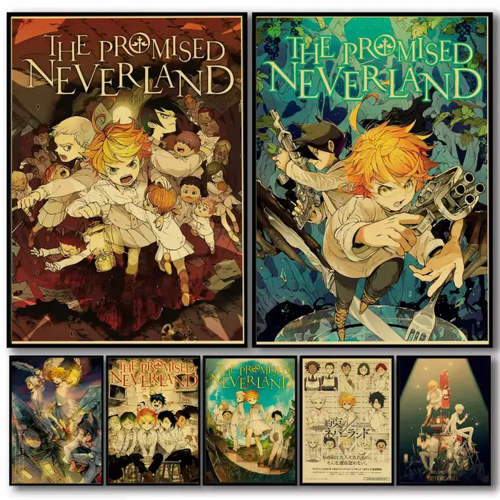 Anime P-Promised Neverlands peinture calligraphie toile de coton de haute qualité affiche Art mural pour salon décor de maison moderne