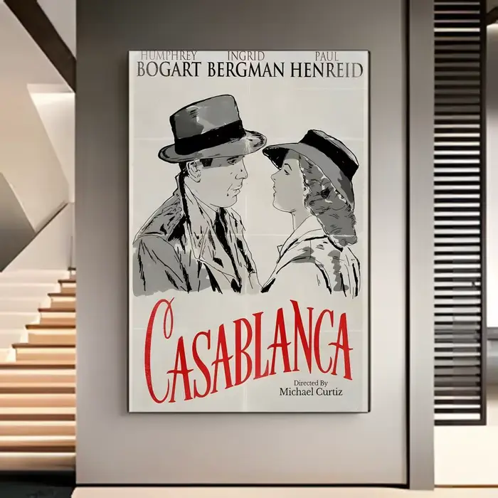 Affiche de film classique Casablanca, impression murale de film américain, décoration murale pour la