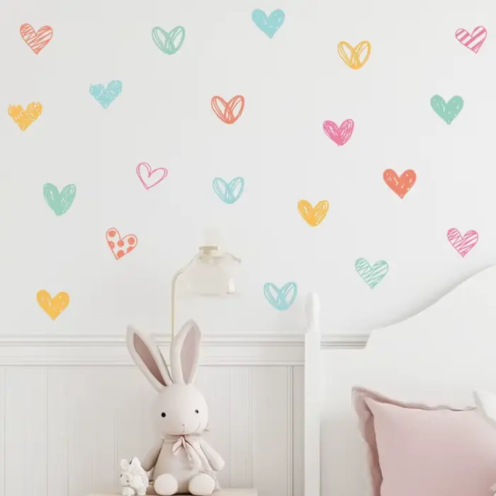 Nouveaux autocollants muraux coeur colorés différentes formes coeurs Art stickers
