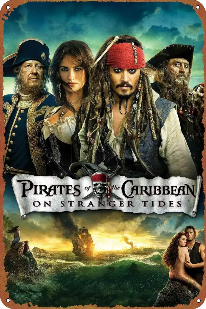 Pirates des Caraïbes : On Stranger Tides – Affiche de film vintage en métal pour la maison, le jardi