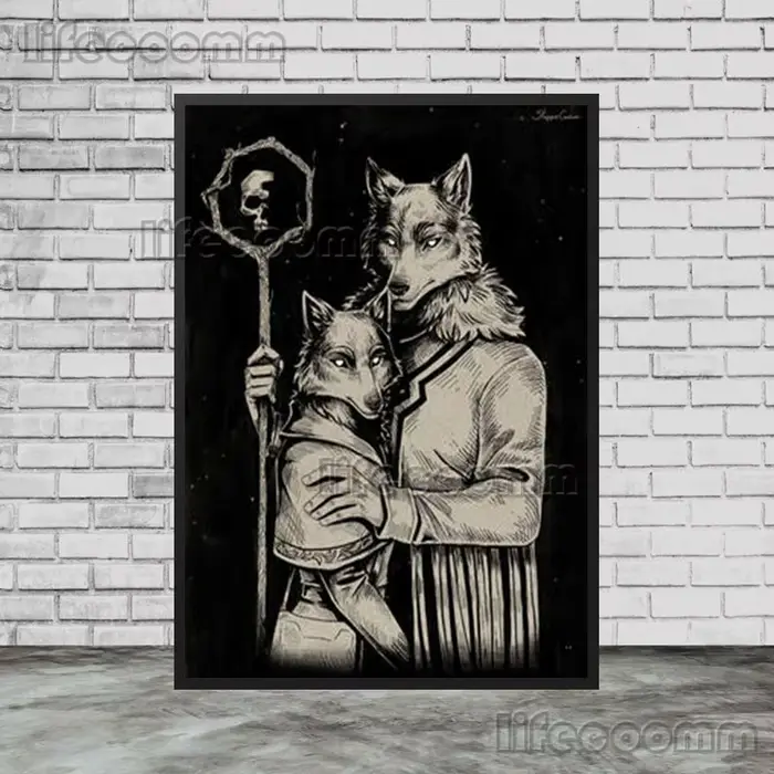 Toile d'art mural Vintage loup loup-garou pour garçon et fille