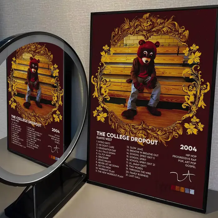 Affiche de Chanteur de Hip Hop Pop Kanye West, Autocollant en Papier Imperméable, Auto-Adhésif, Déco