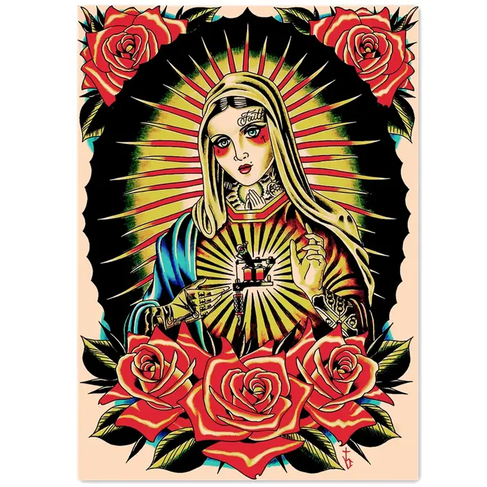 Affiches et imprimés d'art de tatouage créatif de la vierge marie, peinture en papier Kraft Vintage,