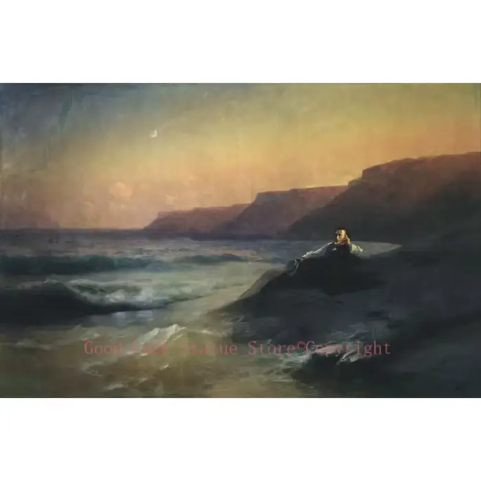 Peinture à l'huile de paysage de mer russe Ivan Aivazovsky, push-kin sur la côte de la mer noire, bo