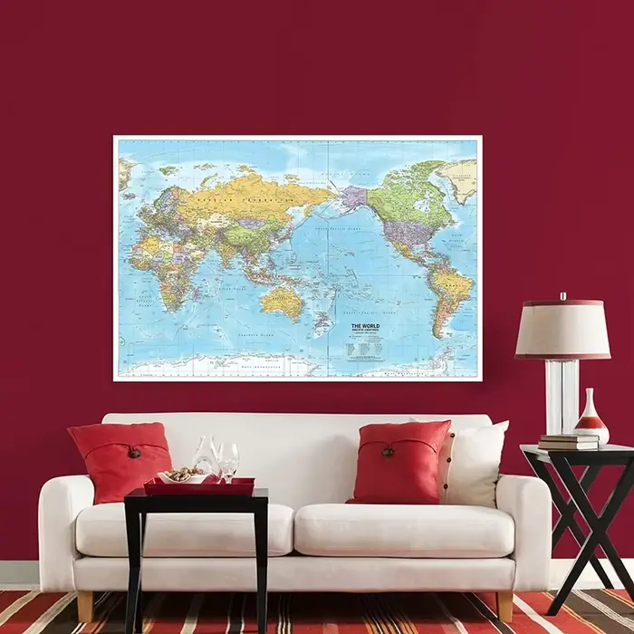 Carte du monde 2012 tissu grand affiche impression tenture murale Art fond graphique décor fournitures de voyage en anglais multi taille