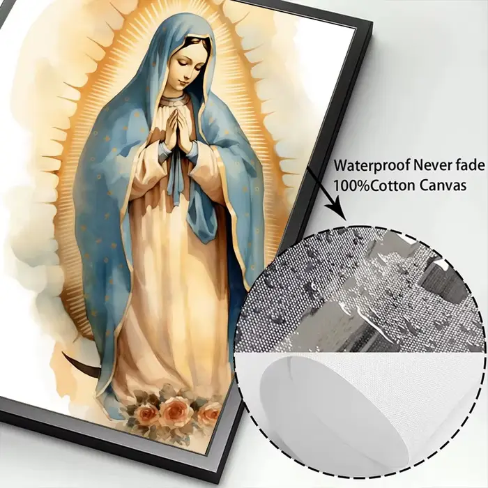 Affiche de prière aquarelle catholique vierge marie et enfant jésus