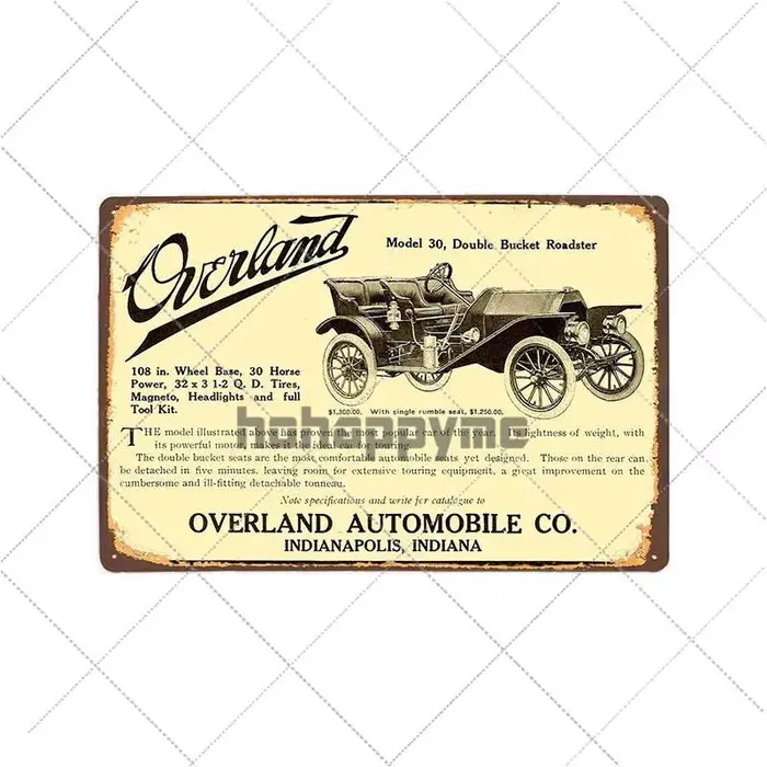 Affiche de Voiture Vintage en Métal