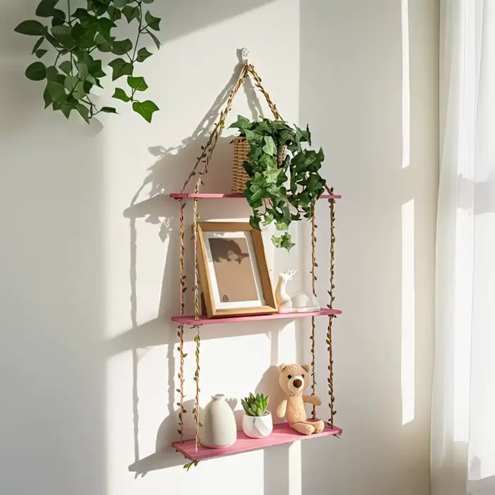 1 étagère murale rose bohème