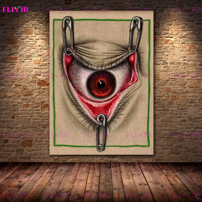 Impressions d'art gothique sur le thème des yeux étranges, Peinture sur toile sur le thème des yeux 