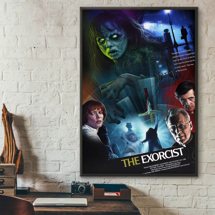 Affiches rétro du film d'horreur classique l'exorciste
