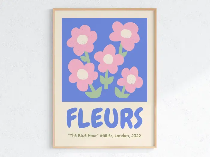 Affiche murale imprimée bleu Pastel
