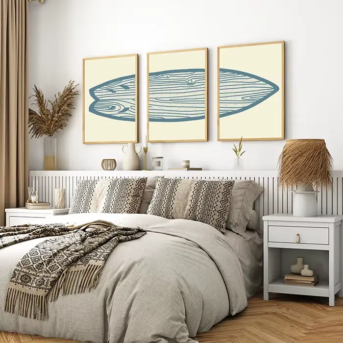 Affiche rétro Boho pour planche de Surf, Art de plage, mer et Surf, peintures sur toile, images murales côtières imprimées pour décoration de salon et de maison
