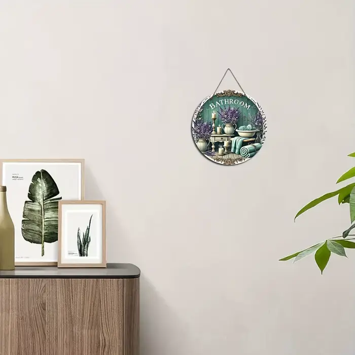 Décoration murale suspendue pour salle de bain en bois de style campagnard - Thème lavande et bougie