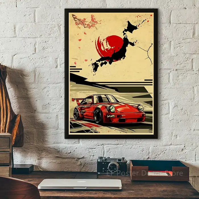 Affiche de samouraï de voitures japonaises