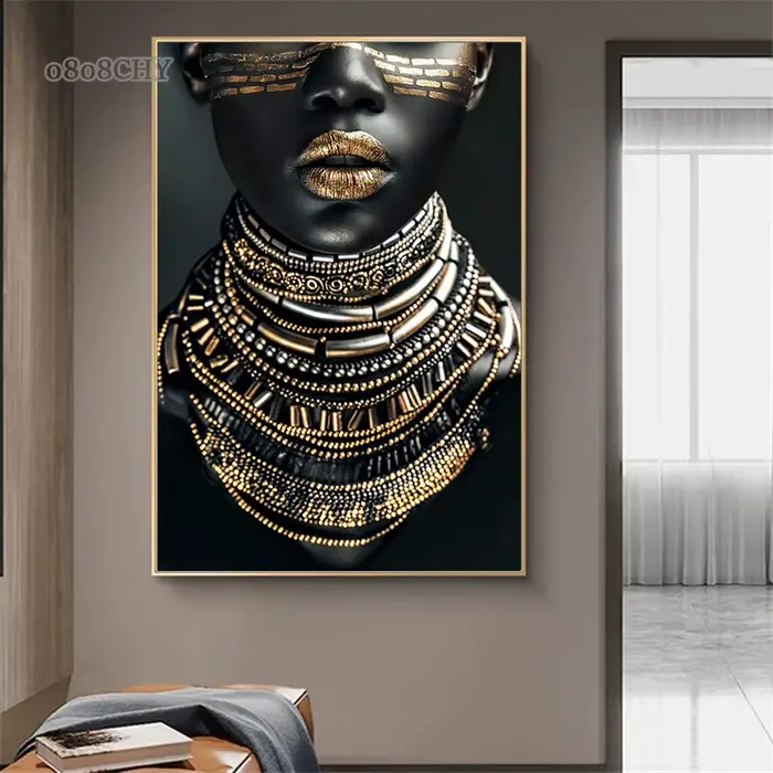 Femme africaine fleur toile impression affiches HD mur Art