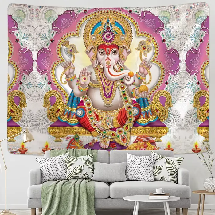 Tapisserie murale d'art de dieu indien Ganesha
