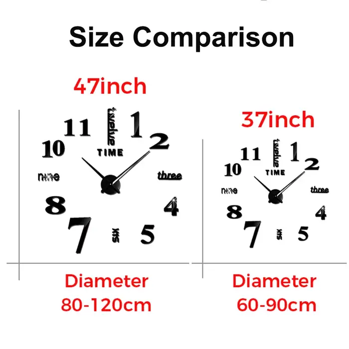 Grande Horloge Murale 3D Sans Cadre
