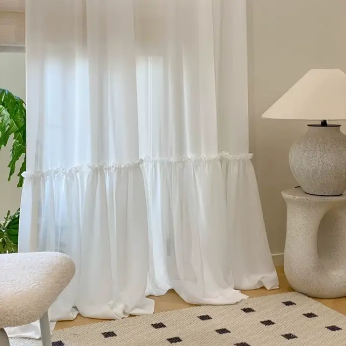 Rideaux transparents blancs de conception spéciale de jupe française pour les chambres de princesse,