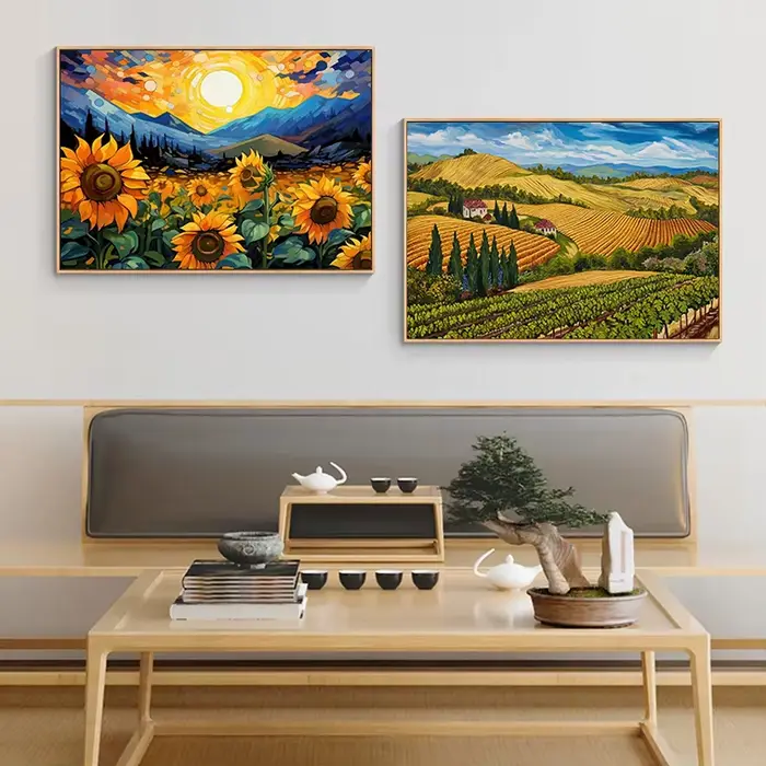 Affiche abstraite de champ de tournesol de Van Gogh