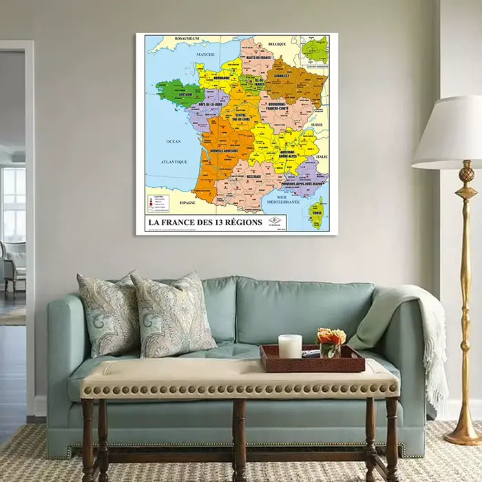 Affiche murale et imprimés de carte de la France en français