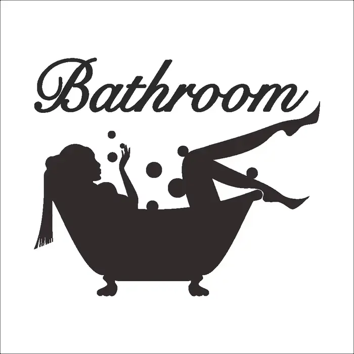 Autocollant Mural en vinyle pour salle de bain avec lettres amovibles