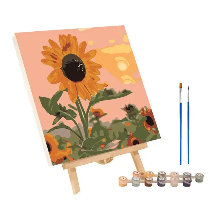 Cadre peinture par numéros Kits abstrait coucher de soleil paysage moderne dessin coloriage par numé