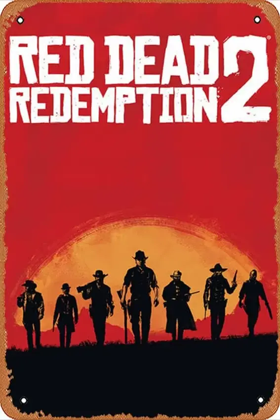 Panneau de décoration murale-Red Dead Redemption 2, affiche en métal Vintage, décor mural de Bar de 